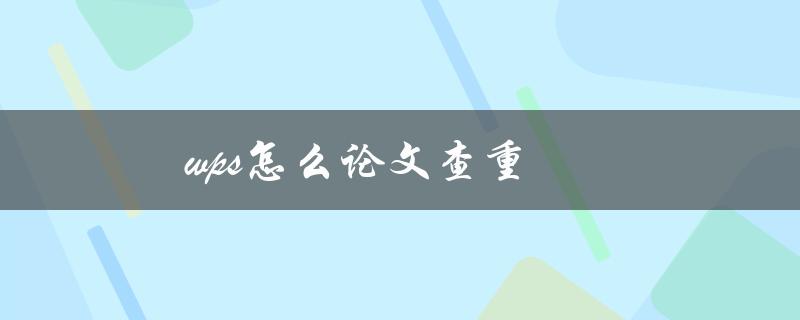 wps怎么论文查重(详细步骤教程)