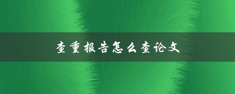 查重报告怎么查论文(使用哪些工具和方法)