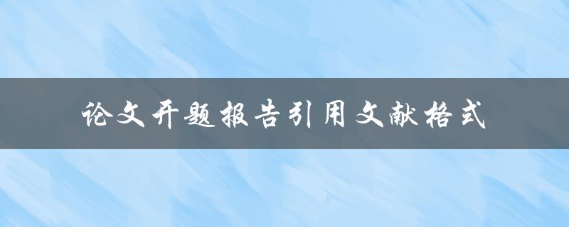 论文开题报告引用文献格式