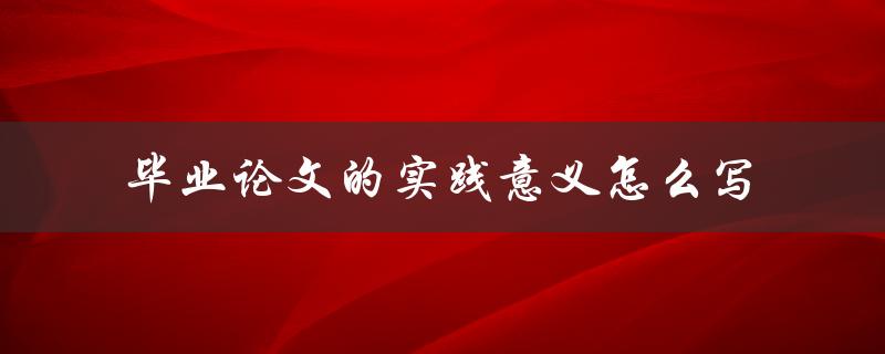 毕业论文的实践意义怎么写