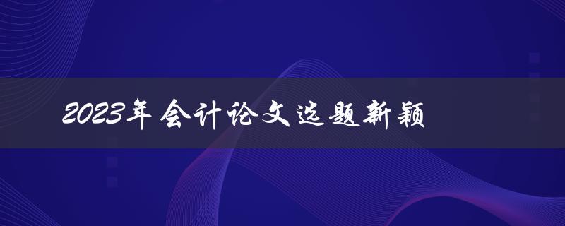 哪些新颖的选题适合2023年的会计论文