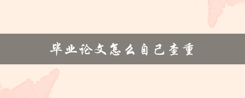 毕业论文怎么自己查重