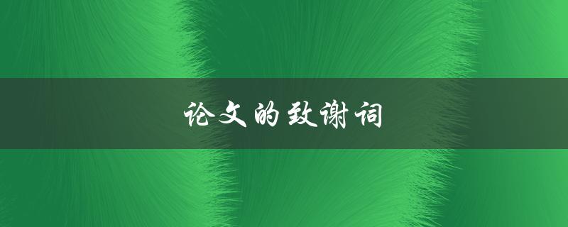 论文的致谢词(应该写些什么？)