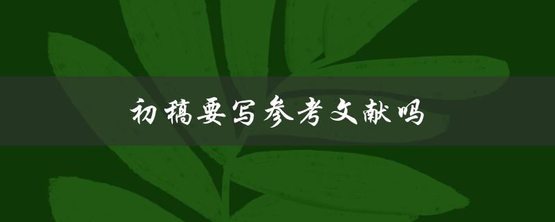初稿要写参考文献吗(写初稿时是否需要考虑文献引用)