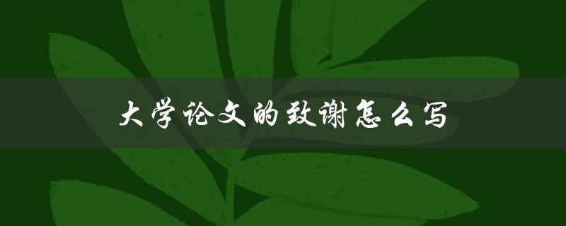 大学论文的致谢怎么写