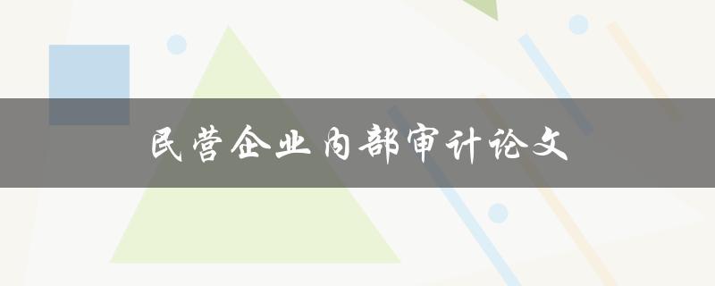 民营企业内部审计论文(如何提高审计效率和准确性)