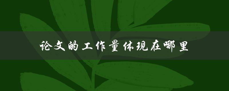 论文的工作量体现在哪里