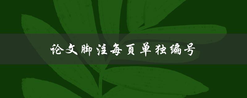 论文脚注每页单独编号(如何正确设置论文脚注编号方式)
