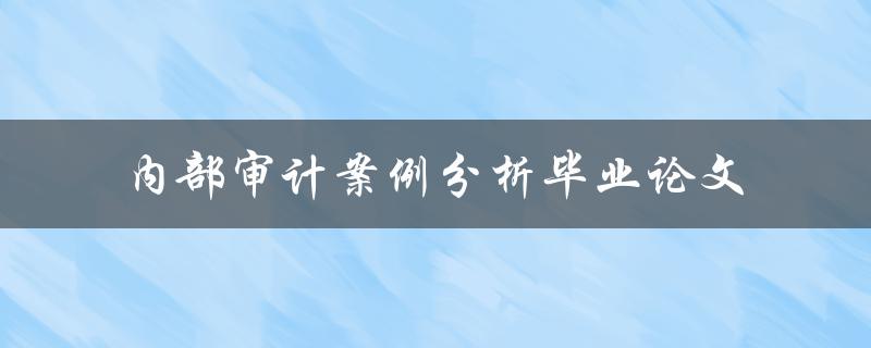 如何进行内部审计案例分析？——以毕业论文为例