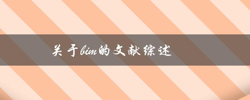 什么是BIM？关于BIM的文献综述是什么