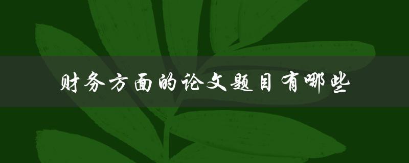 财务方面的论文题目有哪些