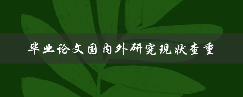 毕业论文国内外研究现状及查重方法有哪些